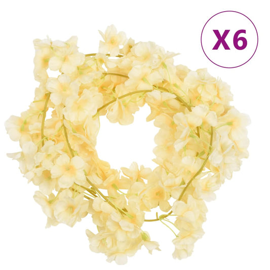 vidaXL Guirlandes de fleurs artificielles 6 pcs champagne 180 cm