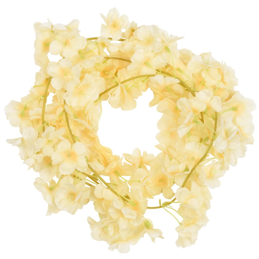 vidaXL Guirlandes de fleurs artificielles 6 pcs champagne 180 cm