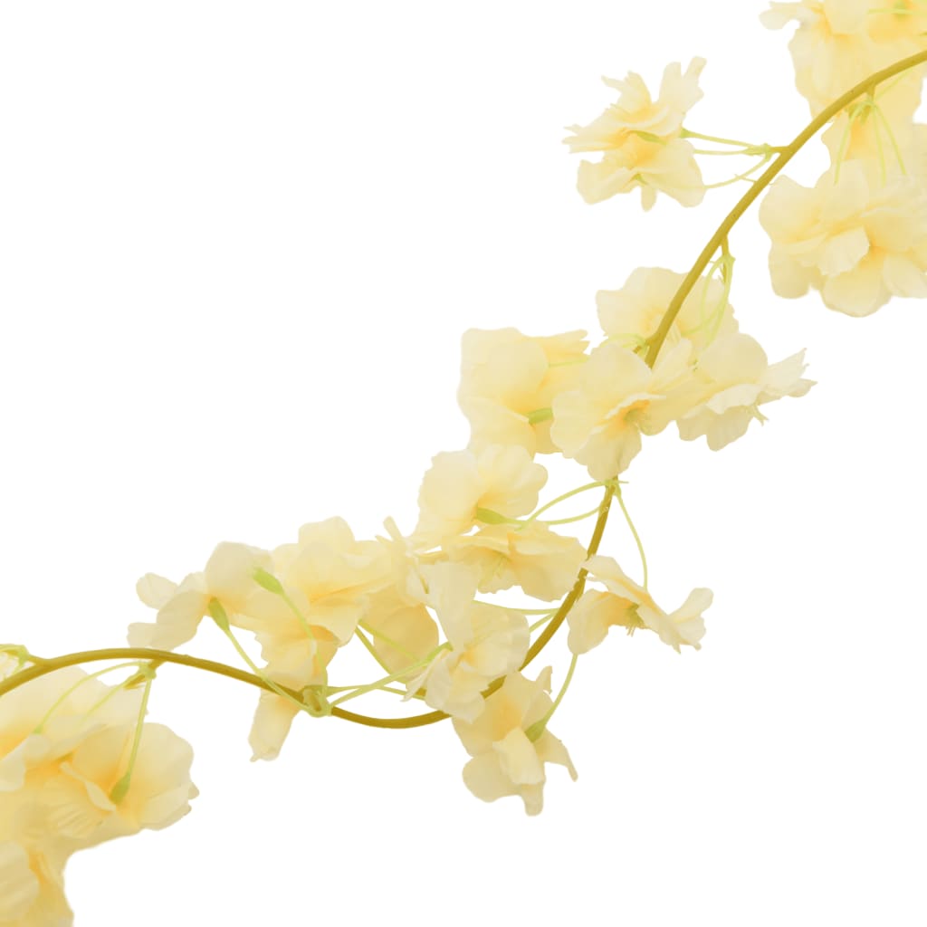 vidaXL Guirlandes de fleurs artificielles 6 pcs champagne 180 cm