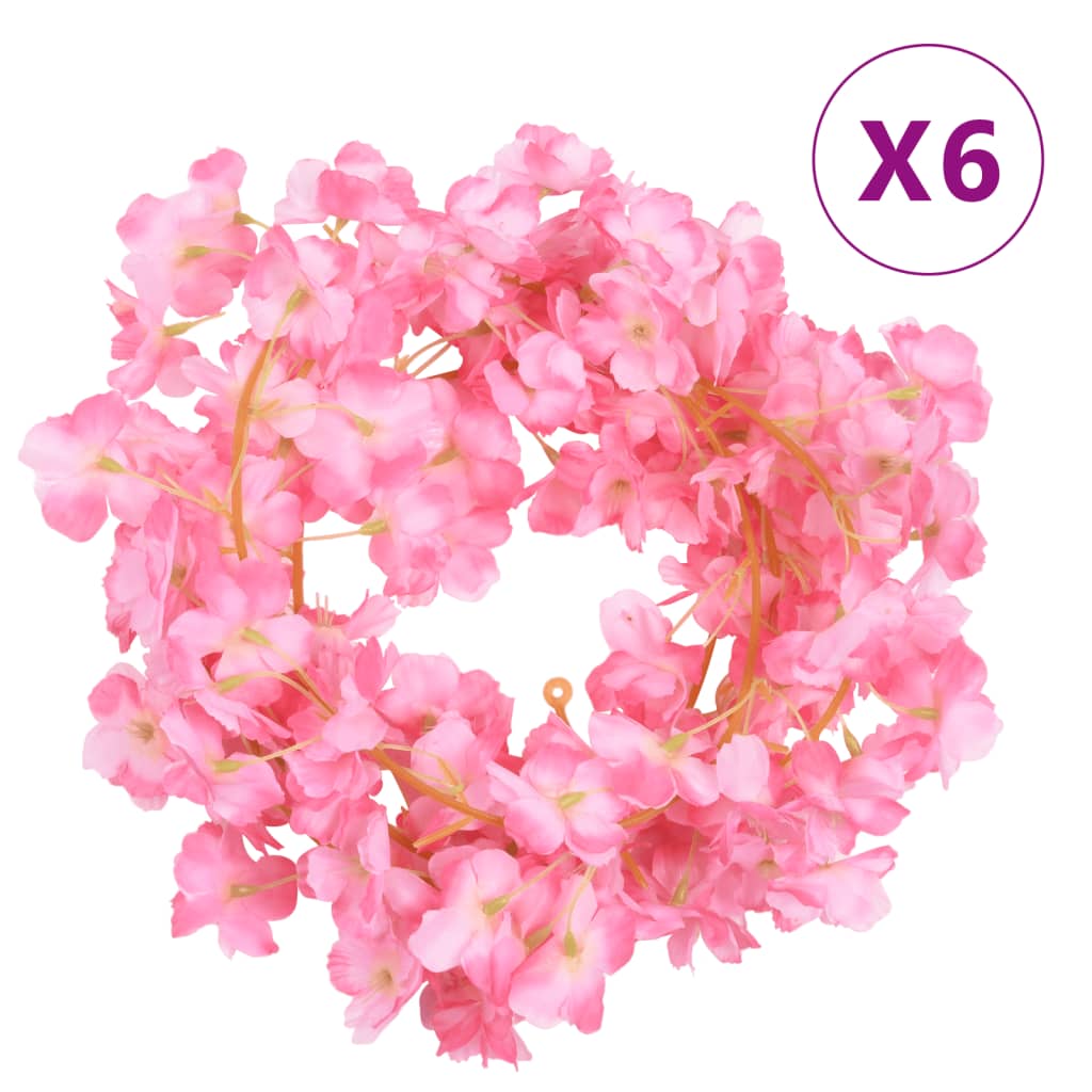vidaXL Guirlandes de fleurs artificielles 6 pcs rose foncé 180 cm