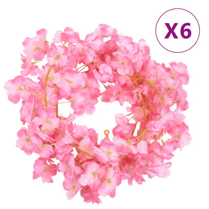 vidaXL Guirlandes de fleurs artificielles 6 pcs rose foncé 180 cm