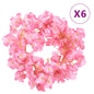 vidaXL Guirlandes de fleurs artificielles 6 pcs rose foncé 180 cm