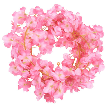 vidaXL Guirlandes de fleurs artificielles 6 pcs rose foncé 180 cm