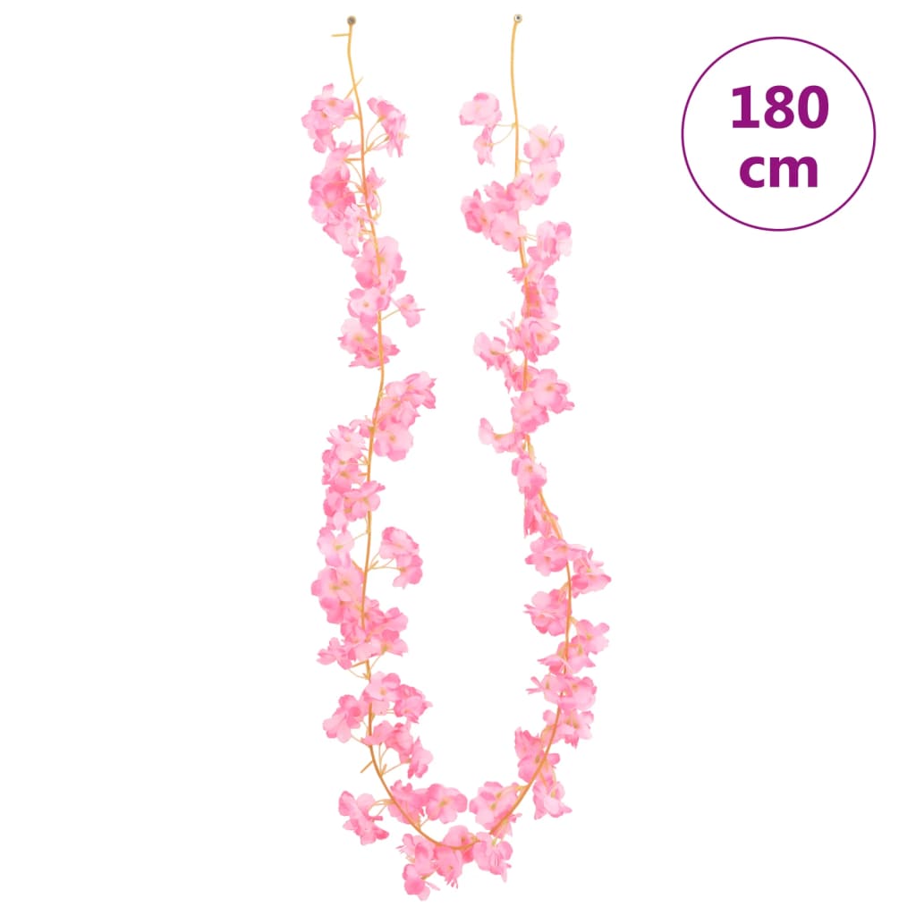 vidaXL Guirlandes de fleurs artificielles 6 pcs rose foncé 180 cm