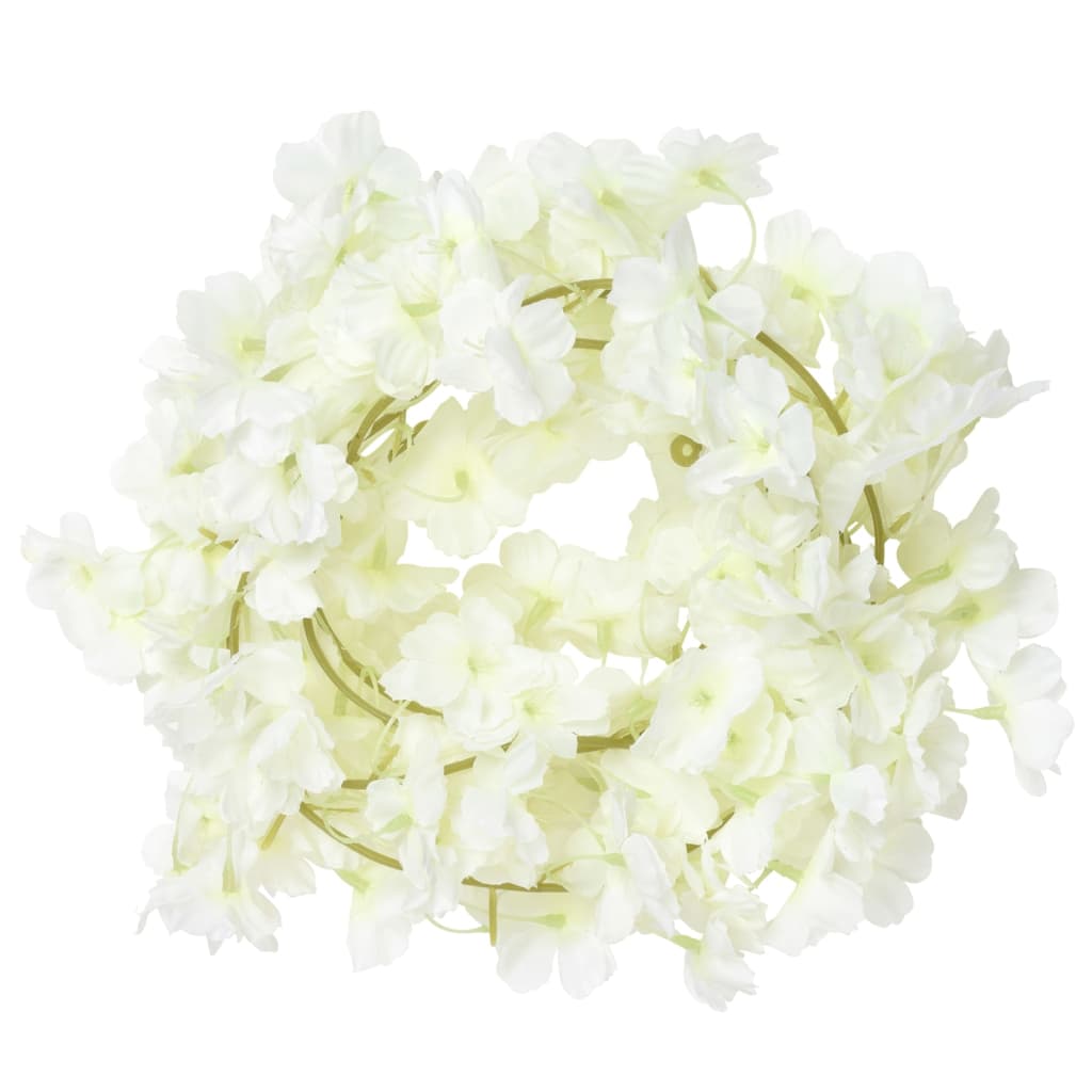 vidaXL Guirlandes de fleurs artificielles 6 pcs blanc 180 cm