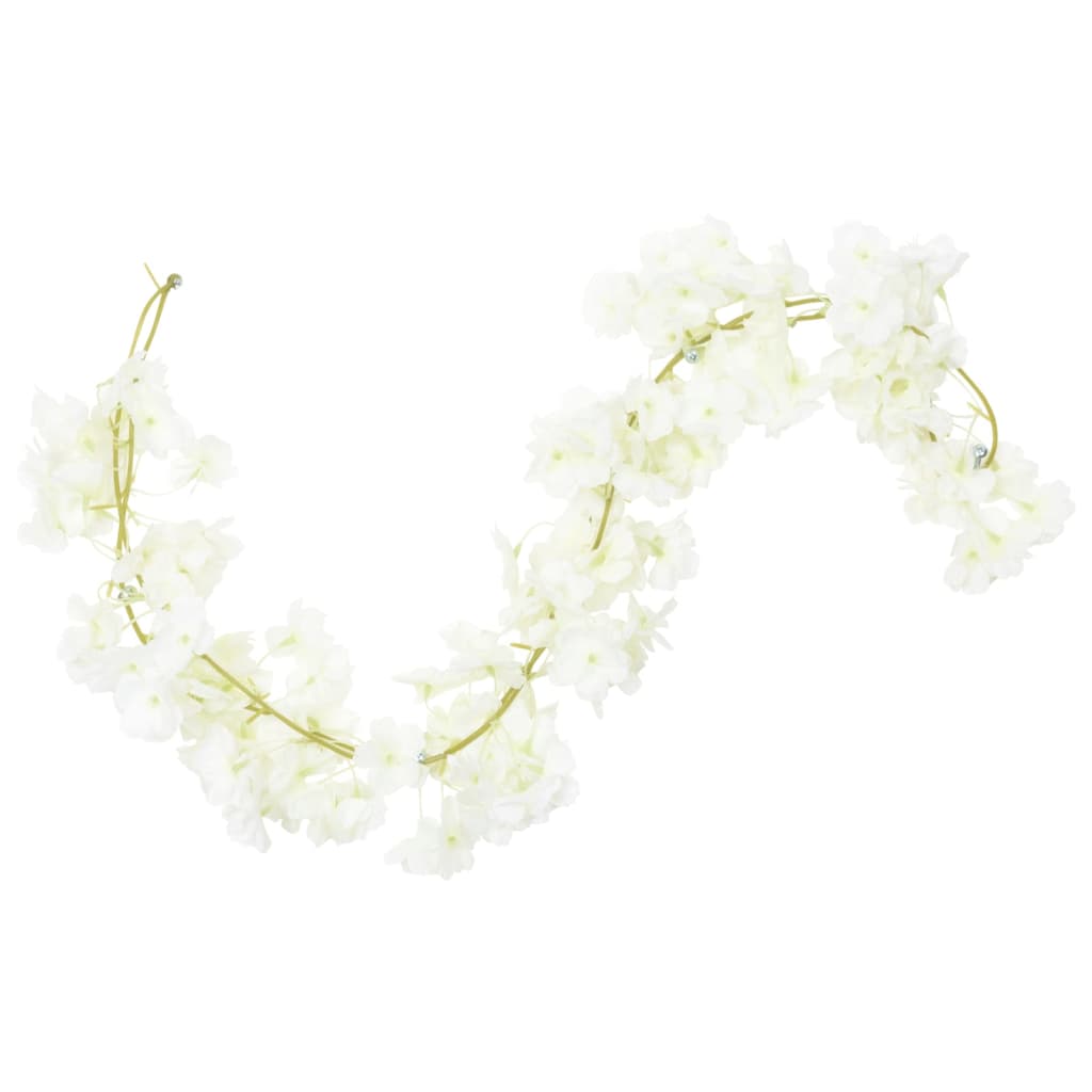 vidaXL Guirlandes de fleurs artificielles 6 pcs blanc 180 cm