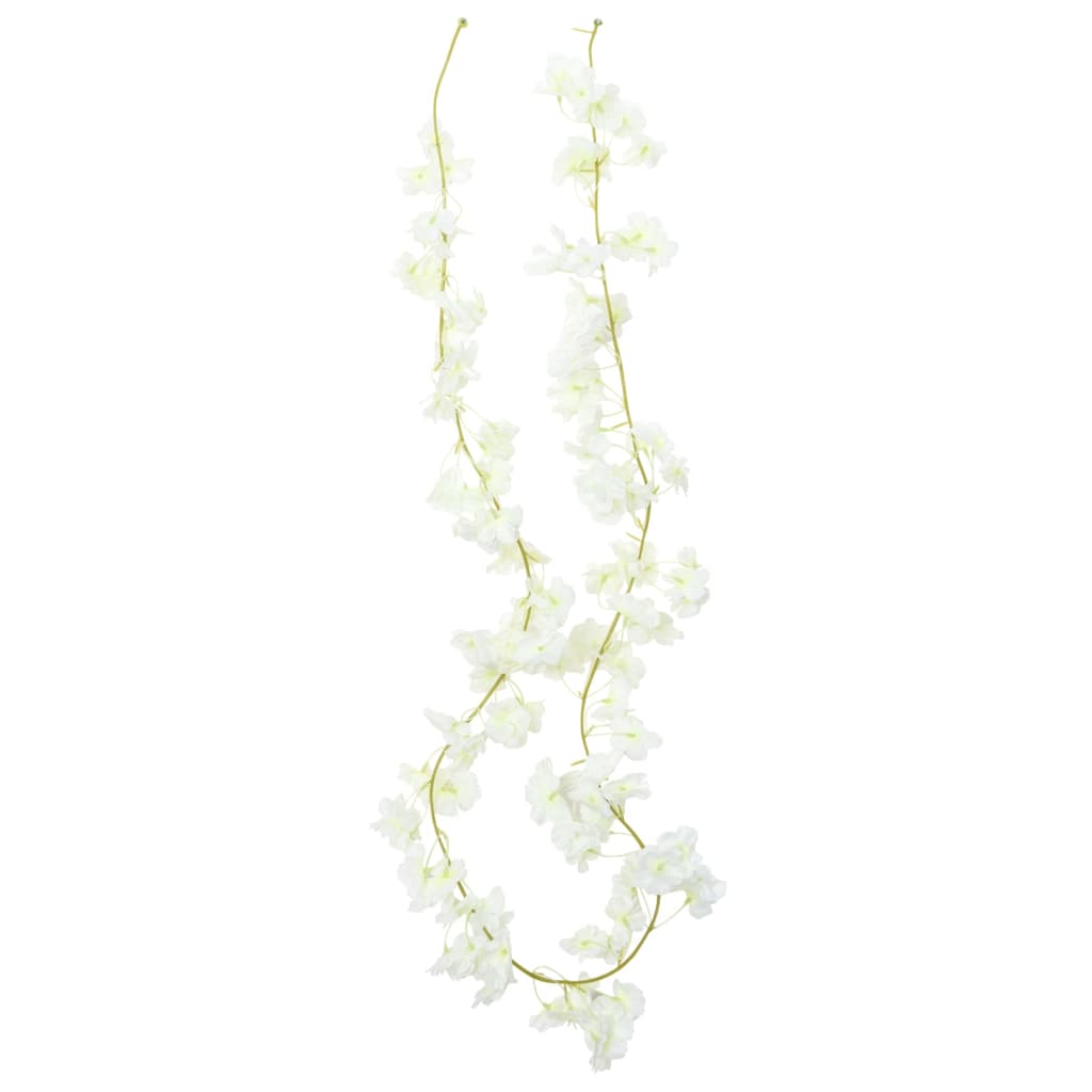 vidaXL Guirlandes de fleurs artificielles 6 pcs blanc 180 cm