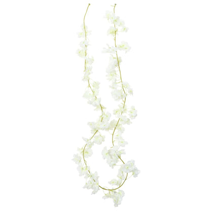 vidaXL Guirlandes de fleurs artificielles 6 pcs blanc 180 cm