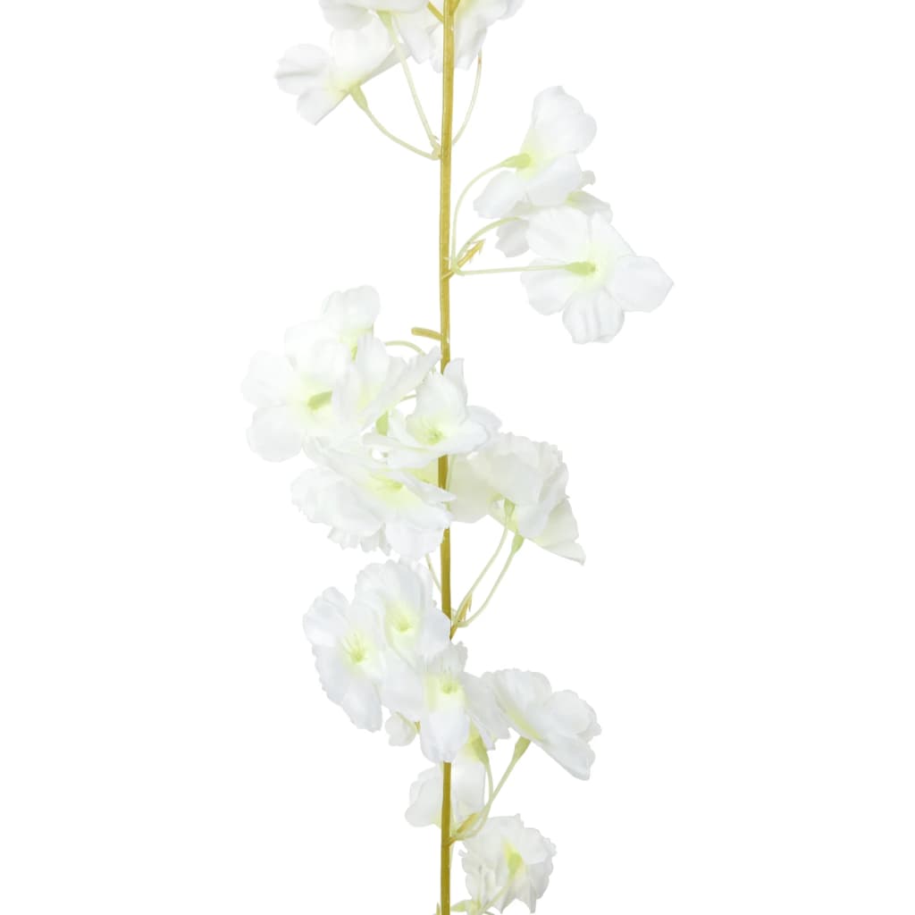 vidaXL Guirlandes de fleurs artificielles 6 pcs blanc 180 cm