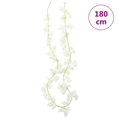 vidaXL Guirlandes de fleurs artificielles 6 pcs blanc 180 cm