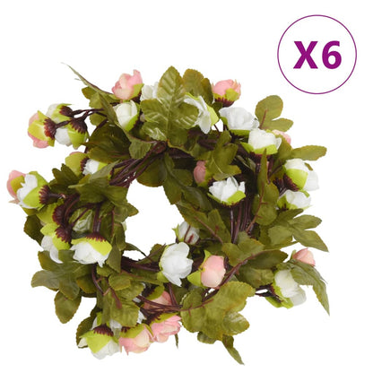 vidaXL Guirlandes de fleurs artificielles 6 pcs champagne 215 cm