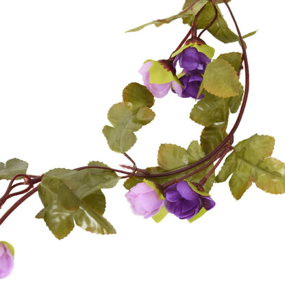 vidaXL Guirlandes de fleurs artificielles 6 pcs violet clair 215 cm