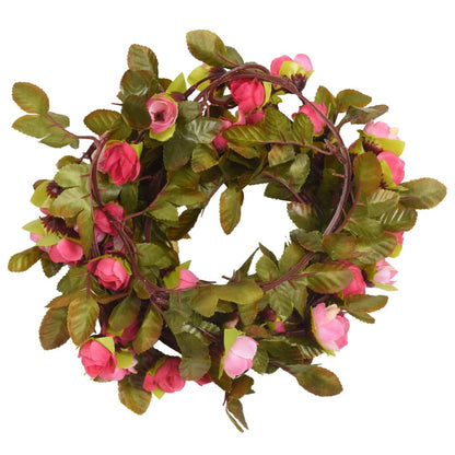 vidaXL Guirlandes de fleurs artificielles 6 pcs rose 215 cm