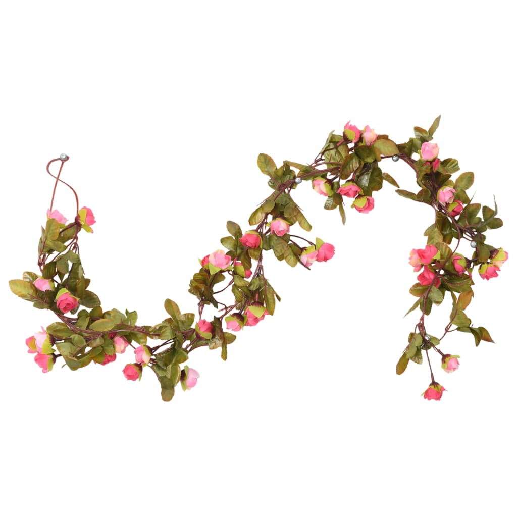 vidaXL Guirlandes de fleurs artificielles 6 pcs rose 215 cm