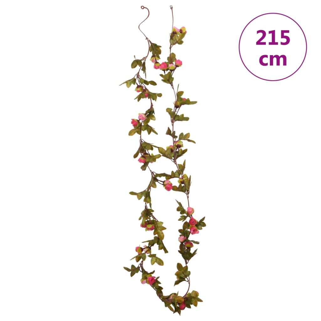 vidaXL Guirlandes de fleurs artificielles 6 pcs rose 215 cm