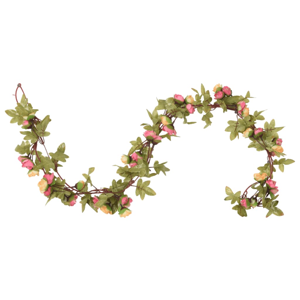 vidaXL Guirlandes de fleurs artificielles 6 pcs rose 215 cm