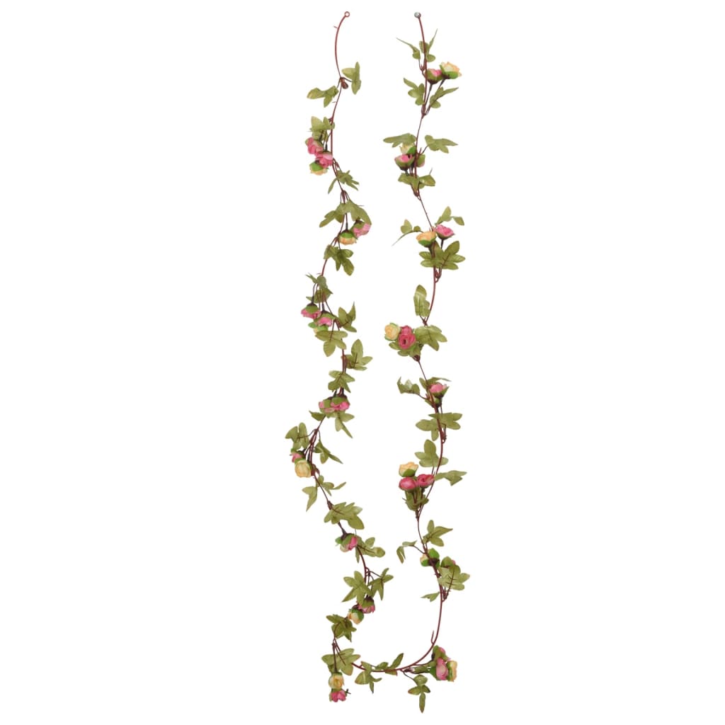 vidaXL Guirlandes de fleurs artificielles 6 pcs rose 215 cm