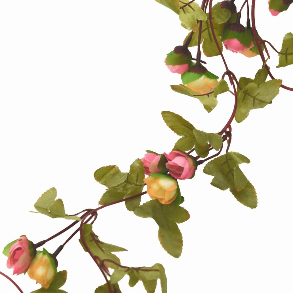 vidaXL Guirlandes de fleurs artificielles 6 pcs rose 215 cm