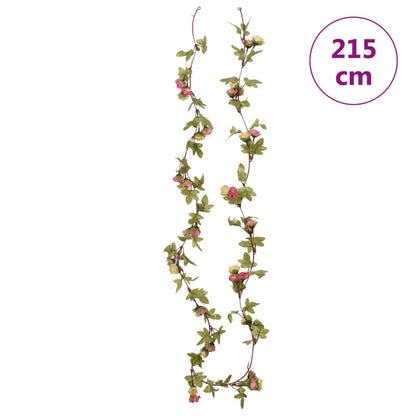 vidaXL Guirlandes de fleurs artificielles 6 pcs rose 215 cm