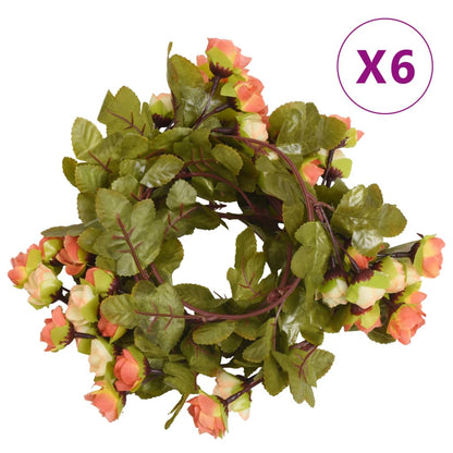vidaXL Guirlandes de fleurs artificielles 6 pcs rouge vif 215 cm