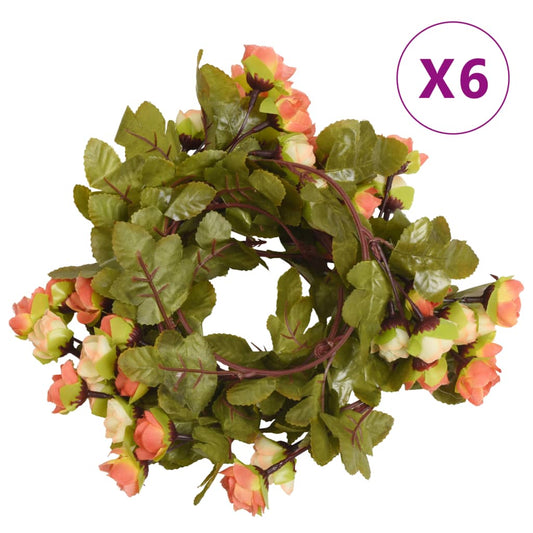 vidaXL Guirlandes de fleurs artificielles 6 pcs rouge vif 215 cm