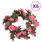 vidaXL Guirlandes de fleurs artificielles 6 pcs rose 180 cm