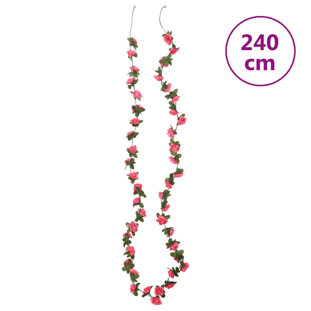 vidaXL Guirlandes de fleurs artificielles 6 pcs rose 180 cm