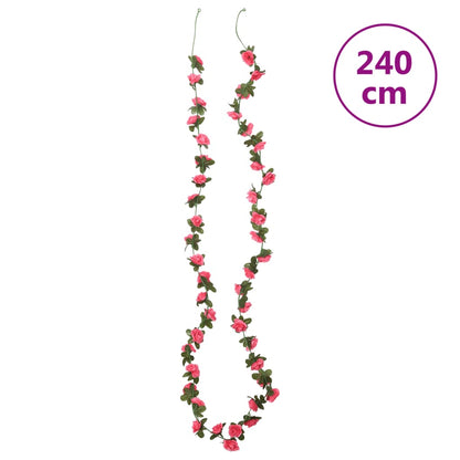 vidaXL Guirlandes de fleurs artificielles 6 pcs rose 180 cm