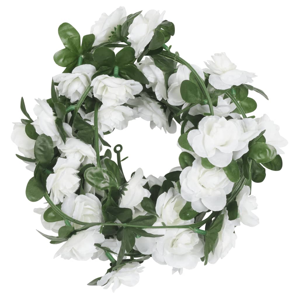vidaXL Guirlandes de fleurs artificielles 6 pcs blanc 240 cm
