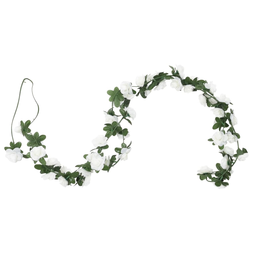 vidaXL Guirlandes de fleurs artificielles 6 pcs blanc 240 cm