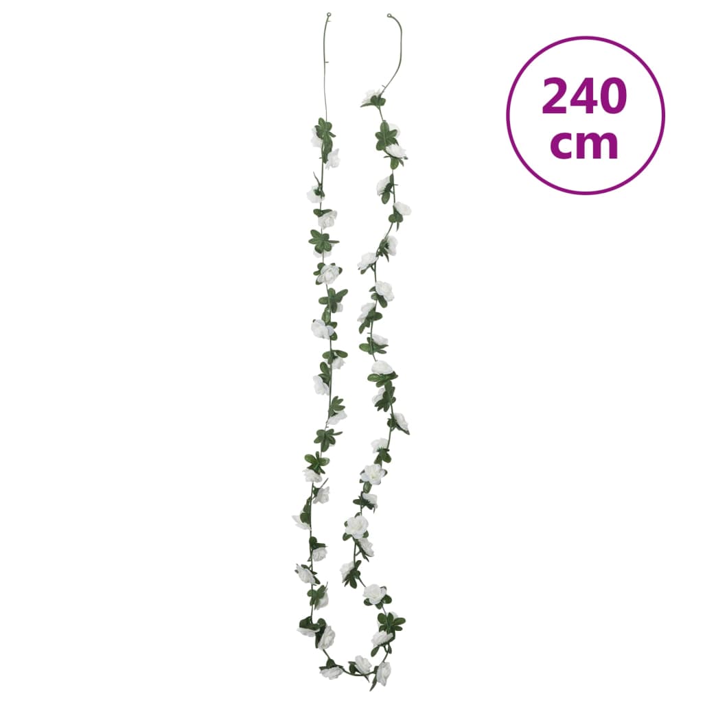 vidaXL Guirlandes de fleurs artificielles 6 pcs blanc 240 cm
