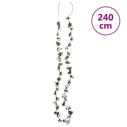 vidaXL Guirlandes de fleurs artificielles 6 pcs blanc 240 cm