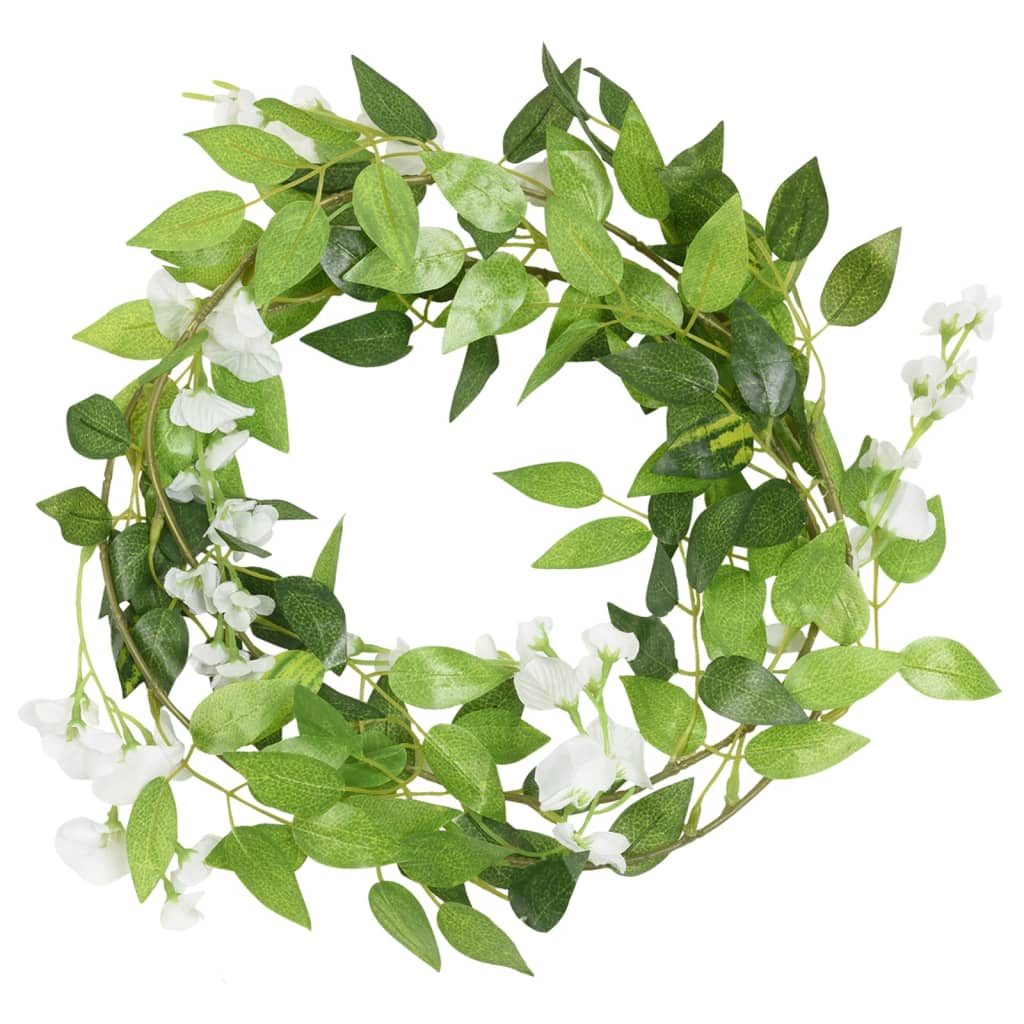 vidaXL Guirlandes de fleurs artificielles 6 pcs blanc 200 cm