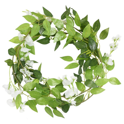 vidaXL Guirlandes de fleurs artificielles 6 pcs blanc 200 cm