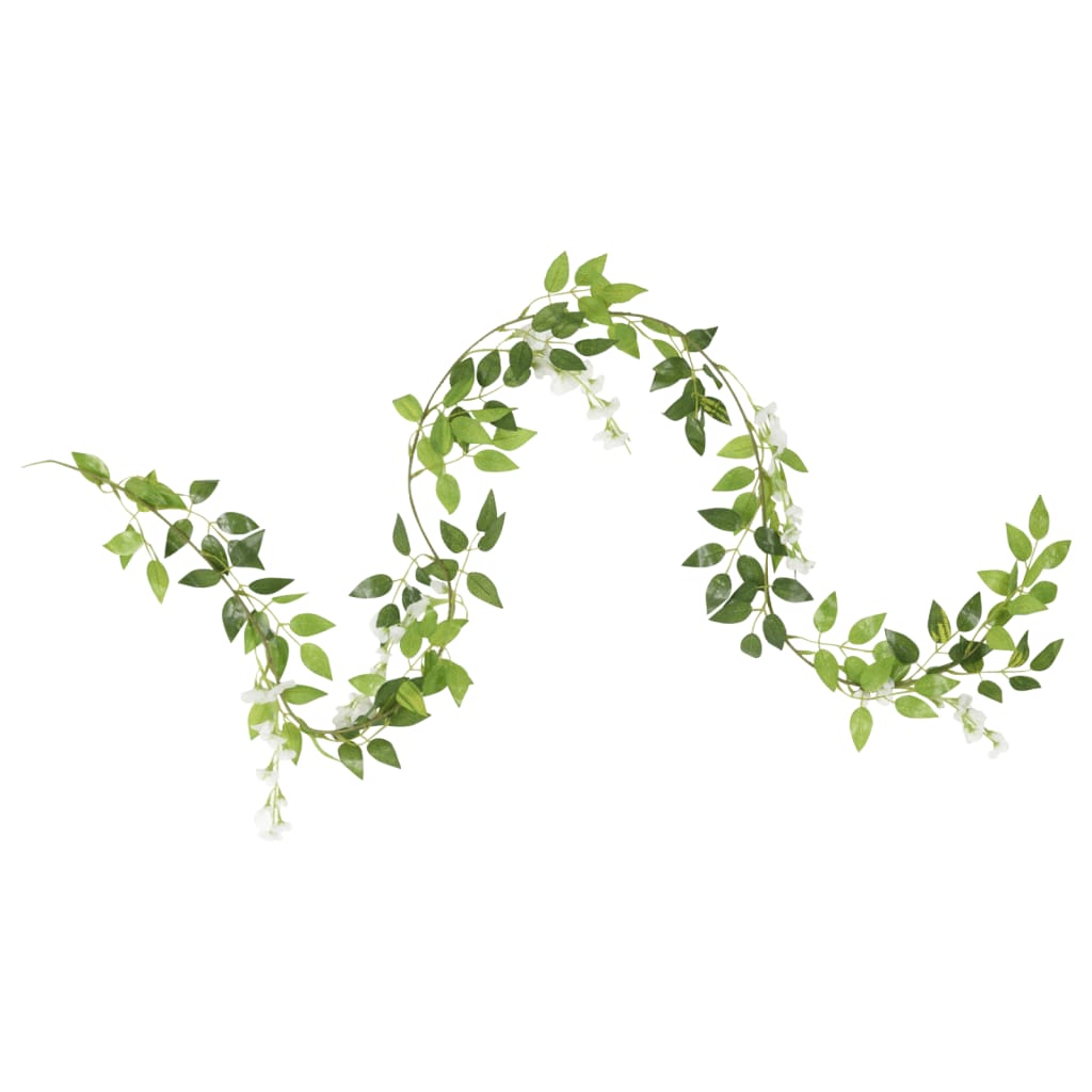 vidaXL Guirlandes de fleurs artificielles 6 pcs blanc 200 cm