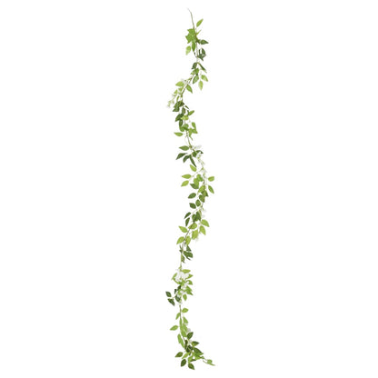 vidaXL Guirlandes de fleurs artificielles 6 pcs blanc 200 cm