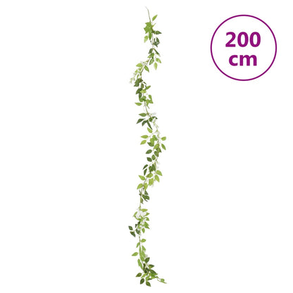 vidaXL Guirlandes de fleurs artificielles 6 pcs blanc 200 cm