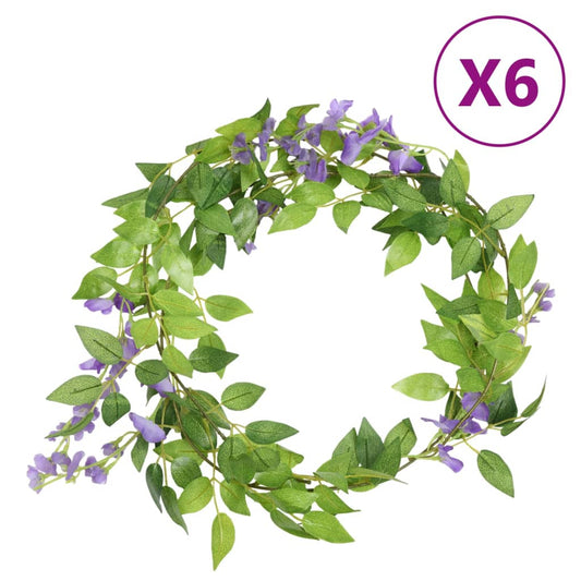 vidaXL Guirlandes de fleurs artificielles 6 pcs violet 200 cm