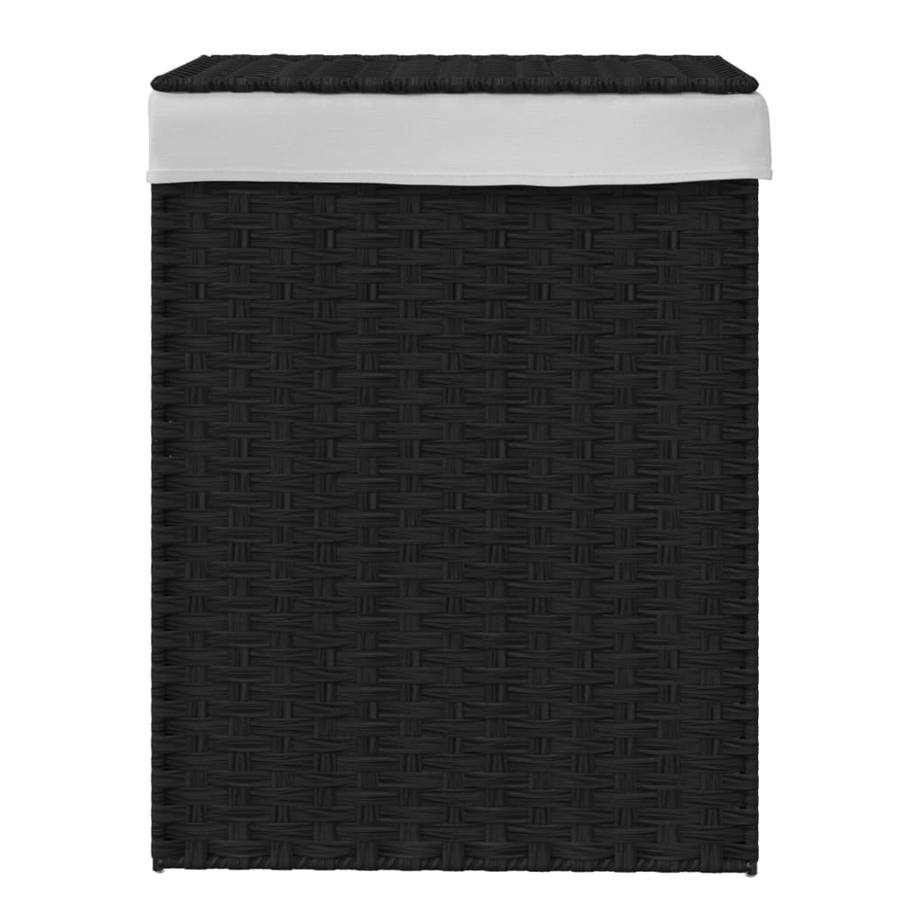 vidaXL Panier à linge avec couvercle noir 46x33x60 cm résine tressée