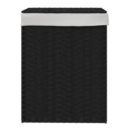 vidaXL Panier à linge avec couvercle noir 46x33x60 cm résine tressée