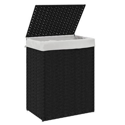 vidaXL Panier à linge avec couvercle noir 46x33x60 cm résine tressée
