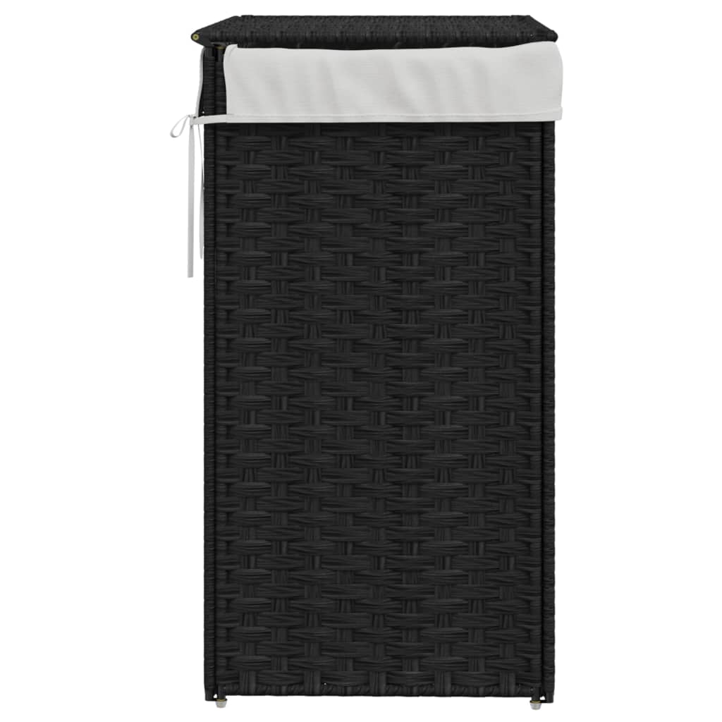 vidaXL Panier à linge avec couvercle noir 46x33x60 cm résine tressée