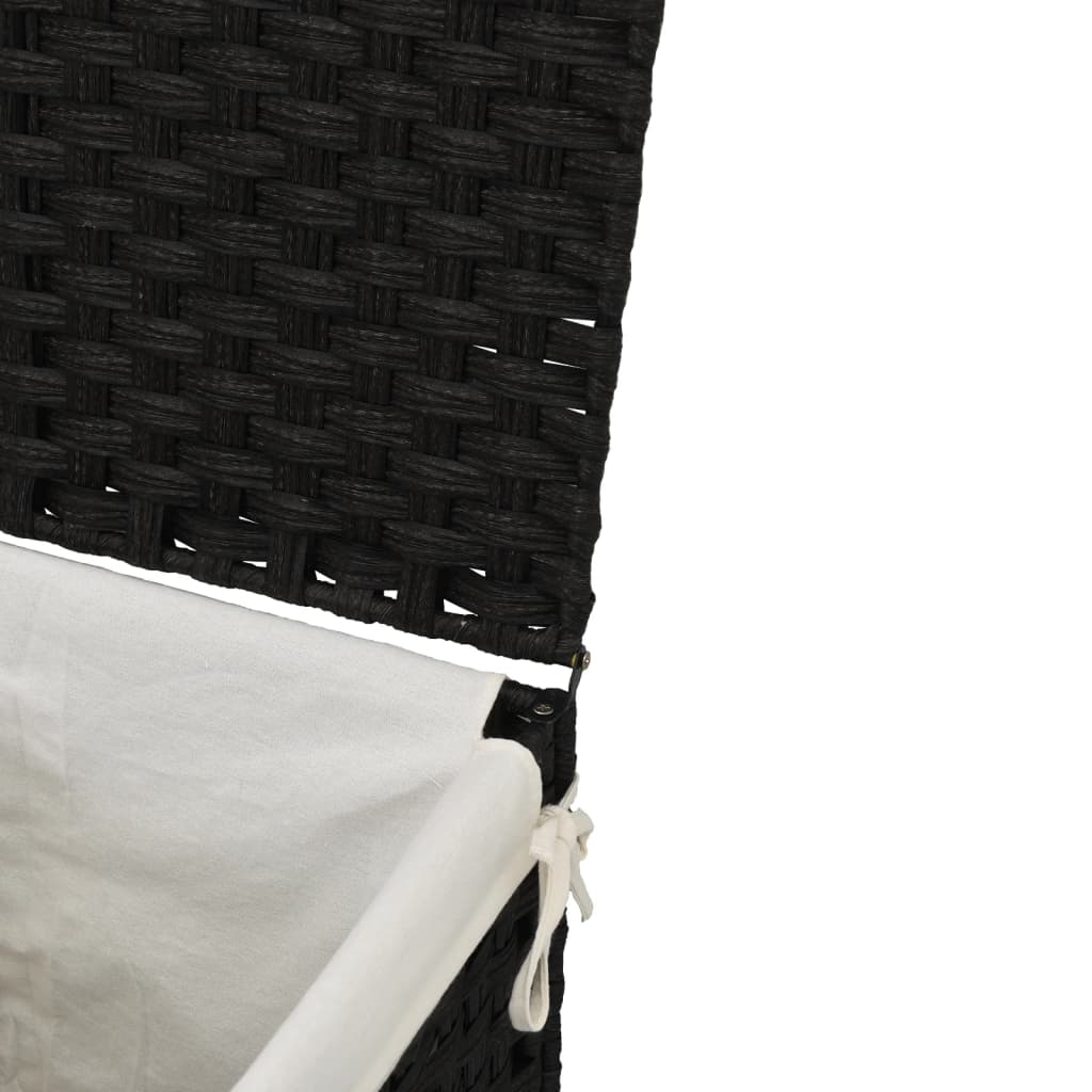 vidaXL Panier à linge avec couvercle noir 46x33x60 cm résine tressée
