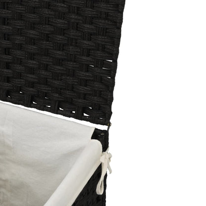 vidaXL Panier à linge avec couvercle noir 46x33x60 cm résine tressée