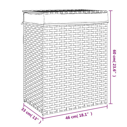 vidaXL Panier à linge avec couvercle noir 46x33x60 cm résine tressée