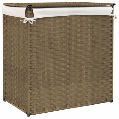 vidaXL Panier à linge avec 2 sections 53x35x57 cm résine tressée