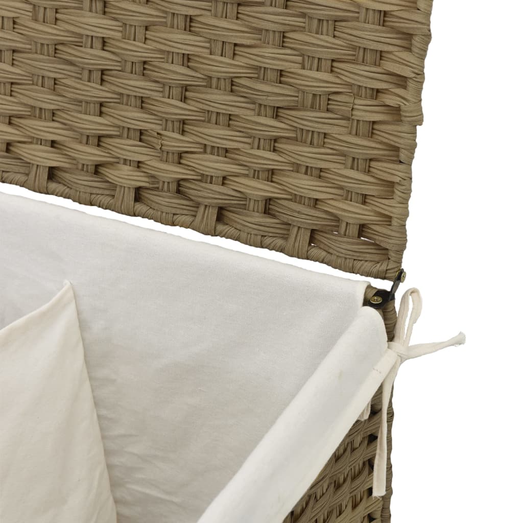 vidaXL Panier à linge avec 2 sections 53x35x57 cm résine tressée