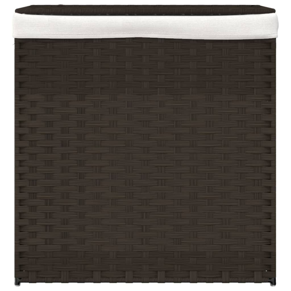 vidaXL Panier à linge avec 2 sections marron foncé 53x35x57 cm