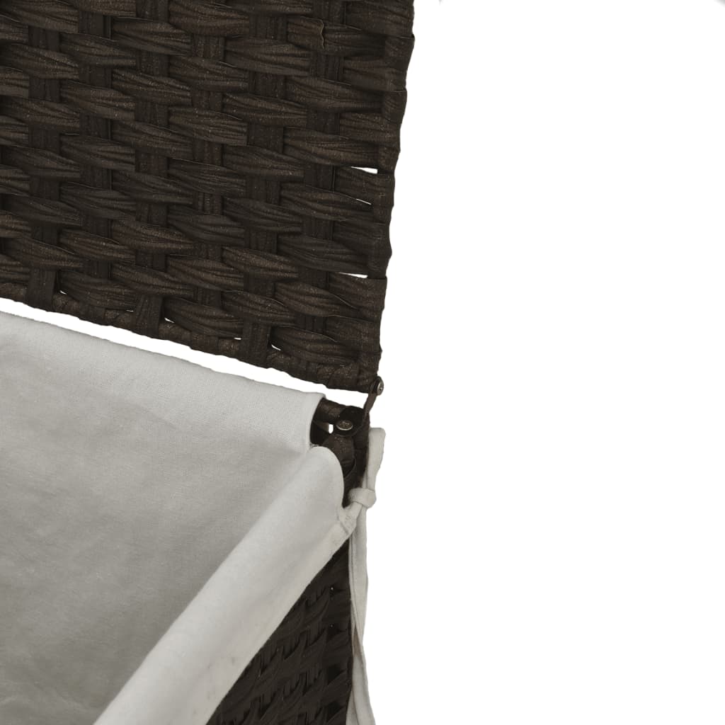 vidaXL Panier à linge avec 2 sections marron foncé 53x35x57 cm