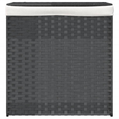 vidaXL Panier à linge avec 2 sections gris 53x35x57 cm résine tressée